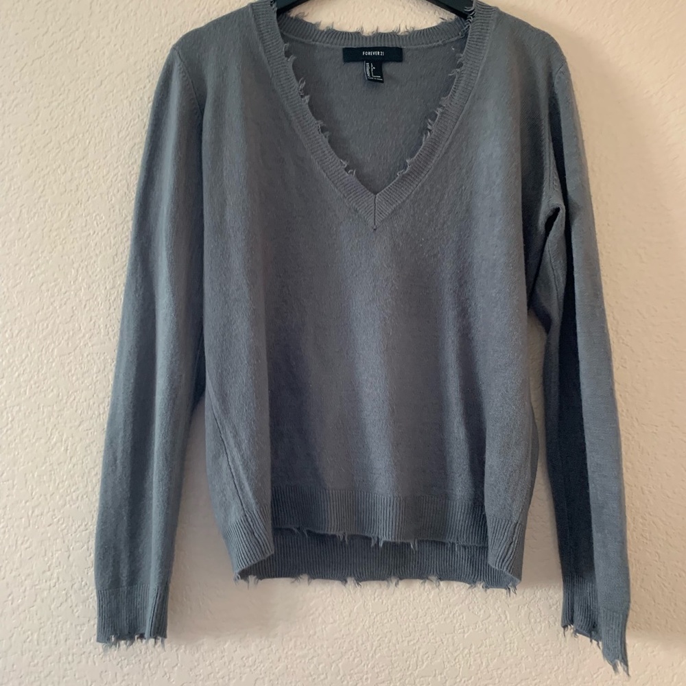 Distressed grey sweatshirt